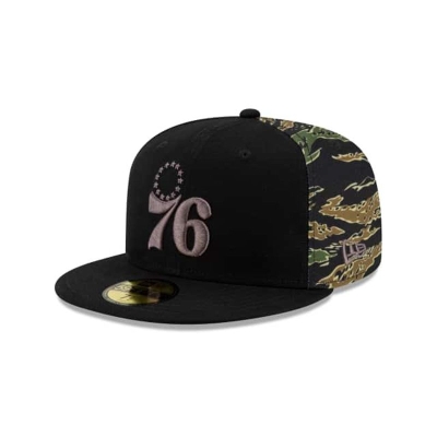 Philadelphia 76ers Gorra | New Era NBA Camo Panel 59fifty Fitted Cap Mexico - Negros